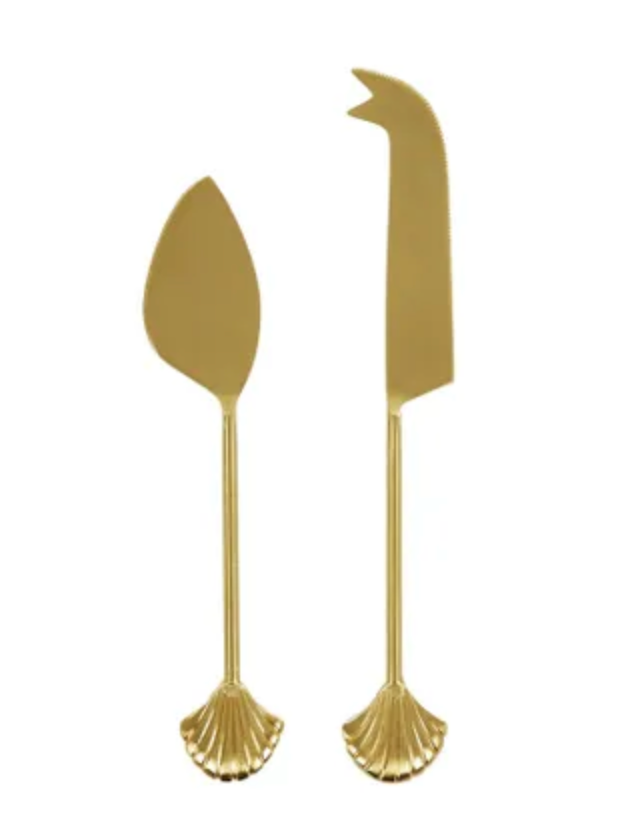 Clam Stainless Steel Cheese Knives Set of Two