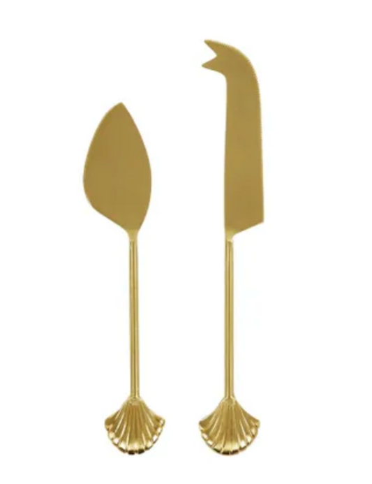 Clam Stainless Steel Cheese Knives Set of Two