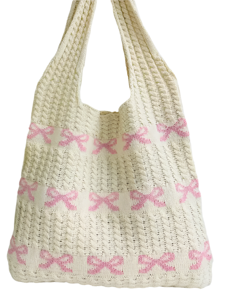 Crocheted Bow Bag Pink