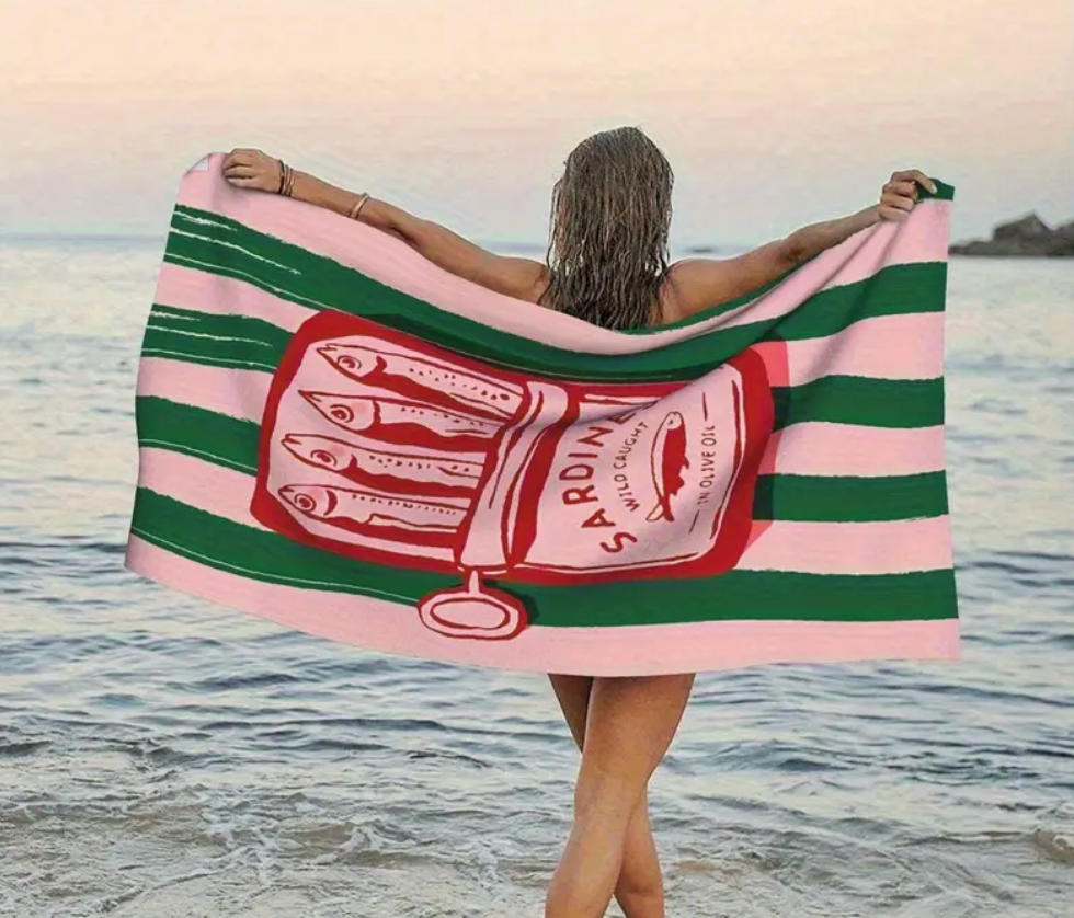 Sardine Beach Towel with Matching Tote Bag