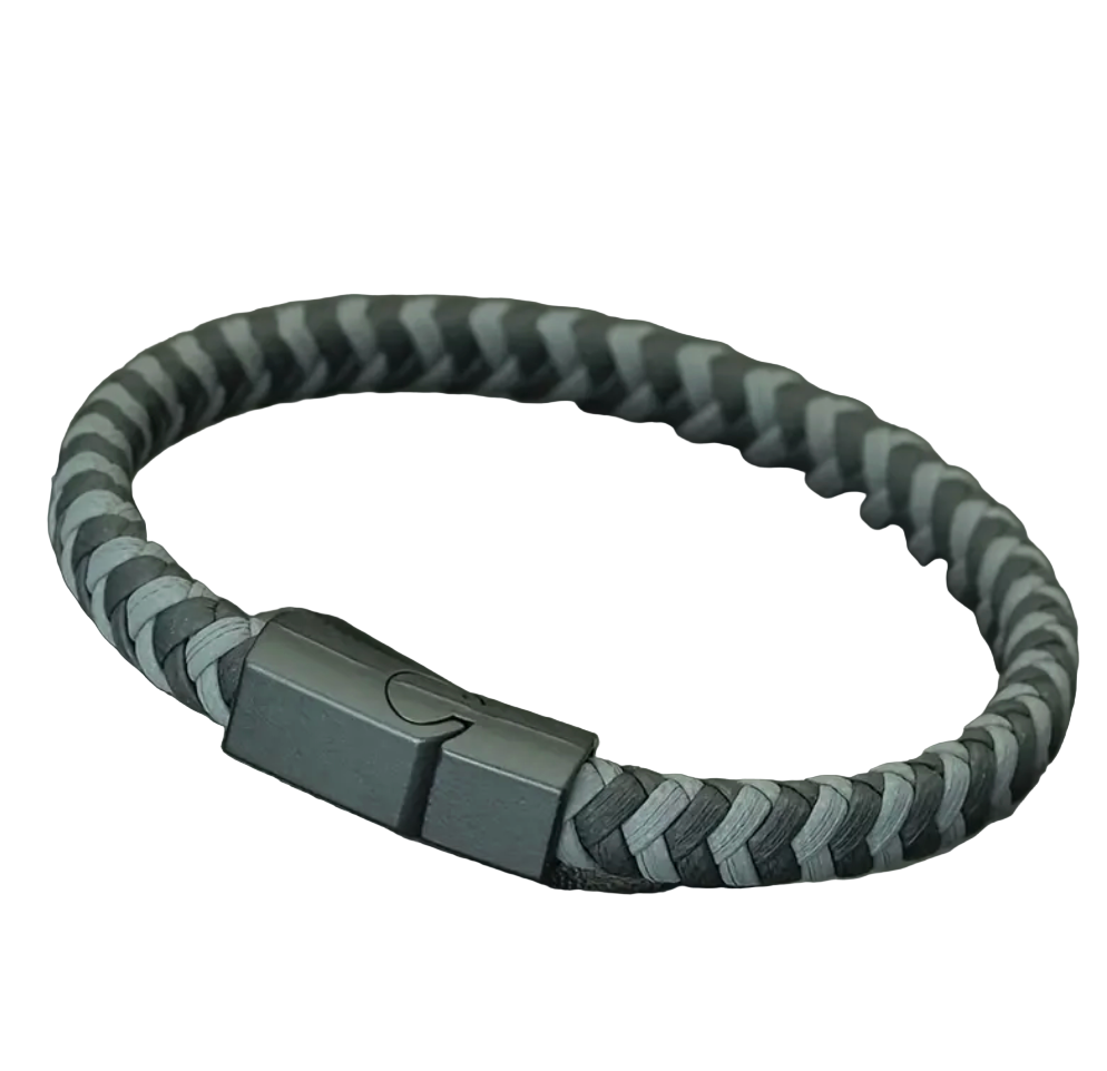 Braided Leather Bracelet Black & Grey