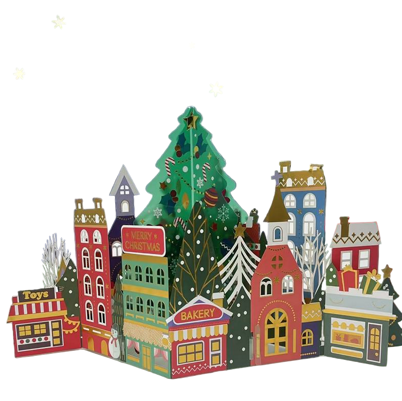 Christmas Tree Town Square Pop Up Card