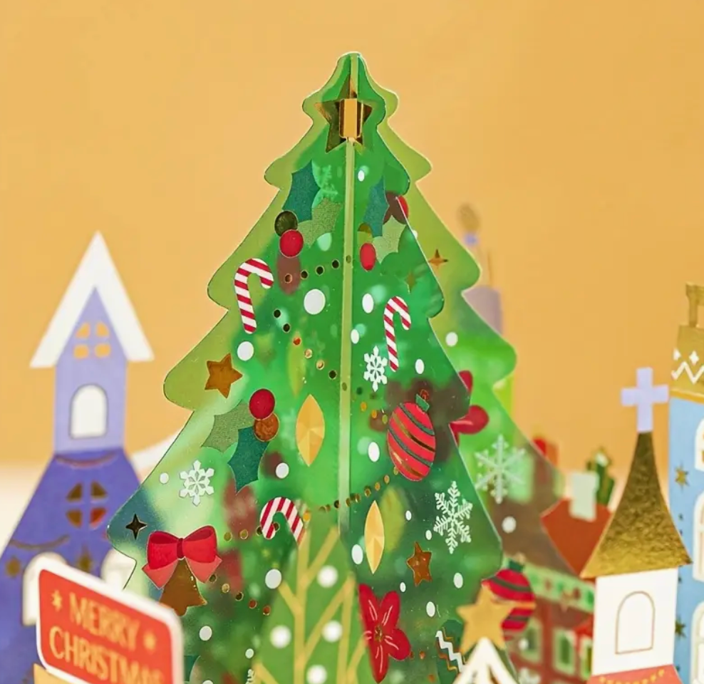 Christmas Tree Town Square Pop Up Card