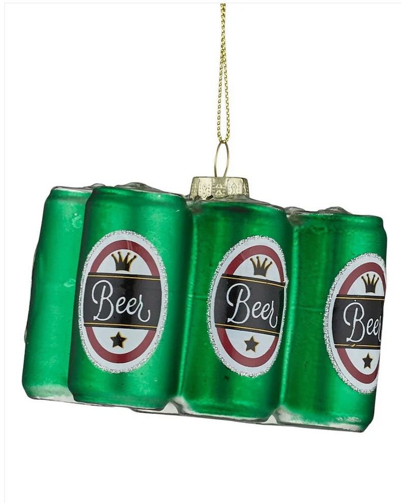 6 Pack of Beer Ornament Glass