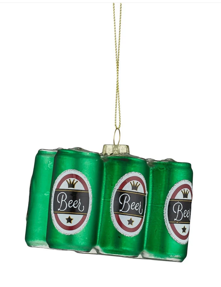 6 Pack of Beer Ornament Glass