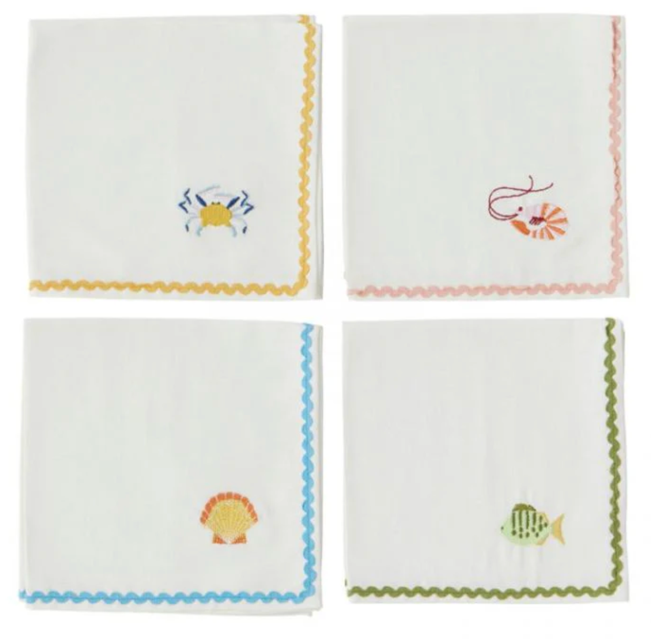 Shack Set of 4 Cotton Embroidered Napkins