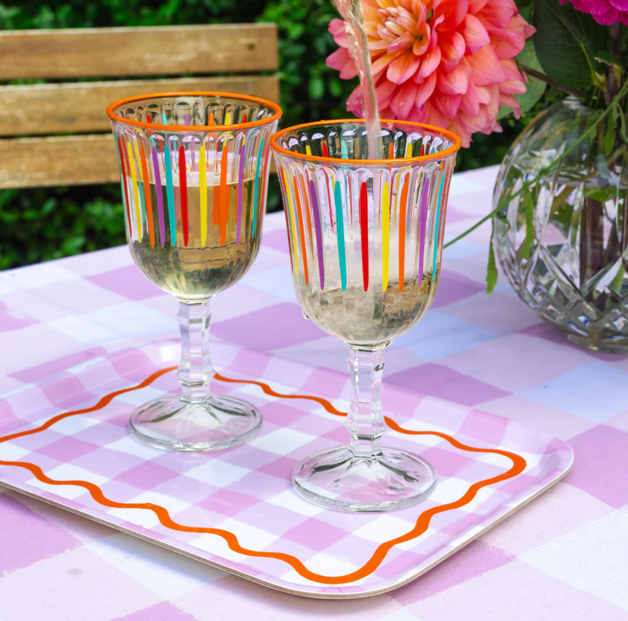 Bright Stripes Wine Glass