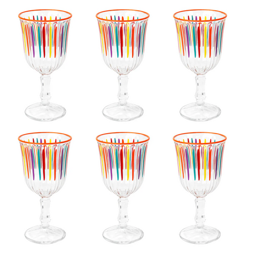 Bright Stripes Wine Glass