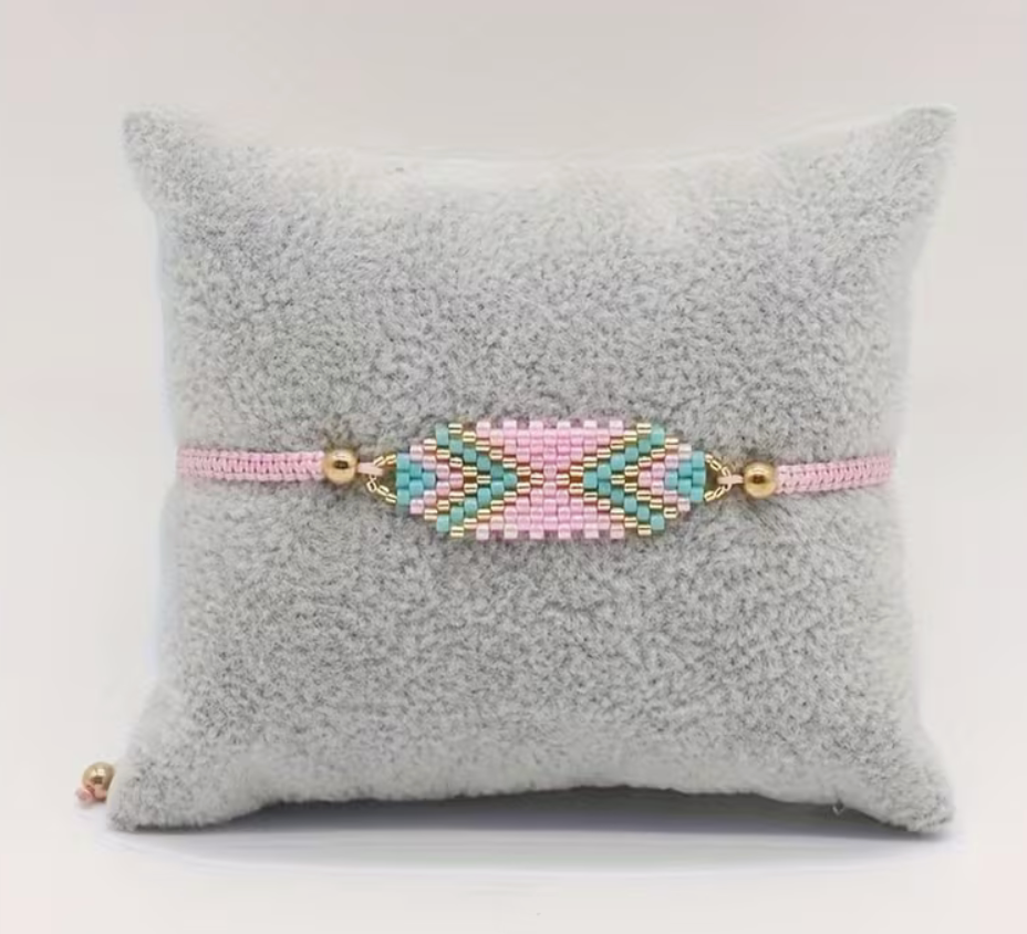Boho Geometric Slider Bracelet Pink