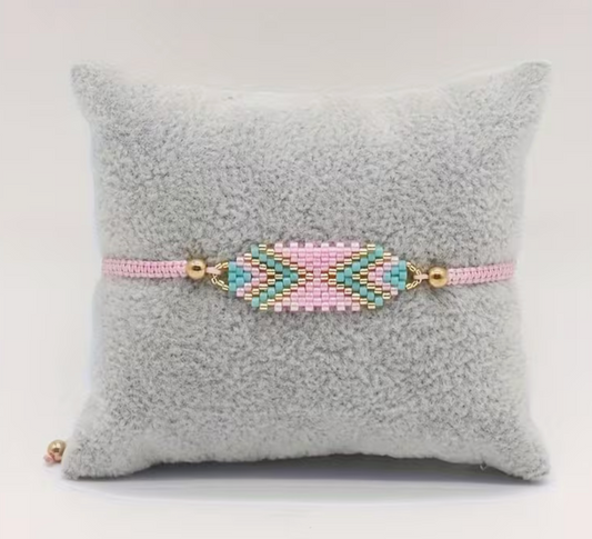 Boho Geometric Slider Bracelet Pink