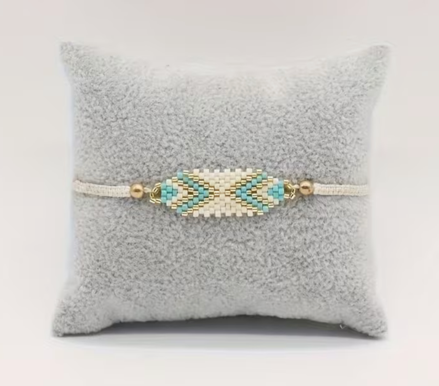 Boho Geometric Slider Bracelet Blue