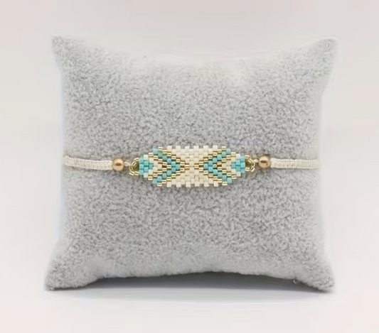 Boho Geometric Slider Bracelet Blue