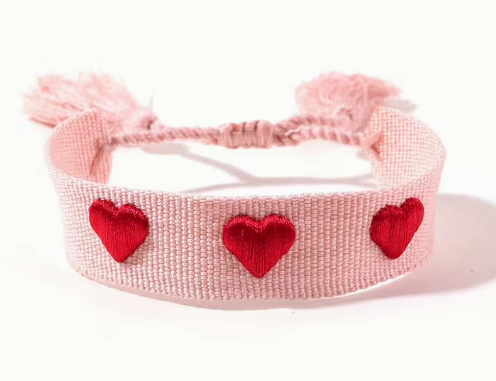 Hearts Embroided Bracelet