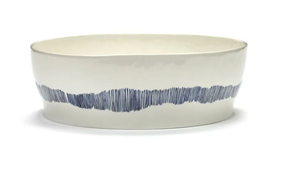 Ottolenghi Salad Bowl - White with Blue Stripes