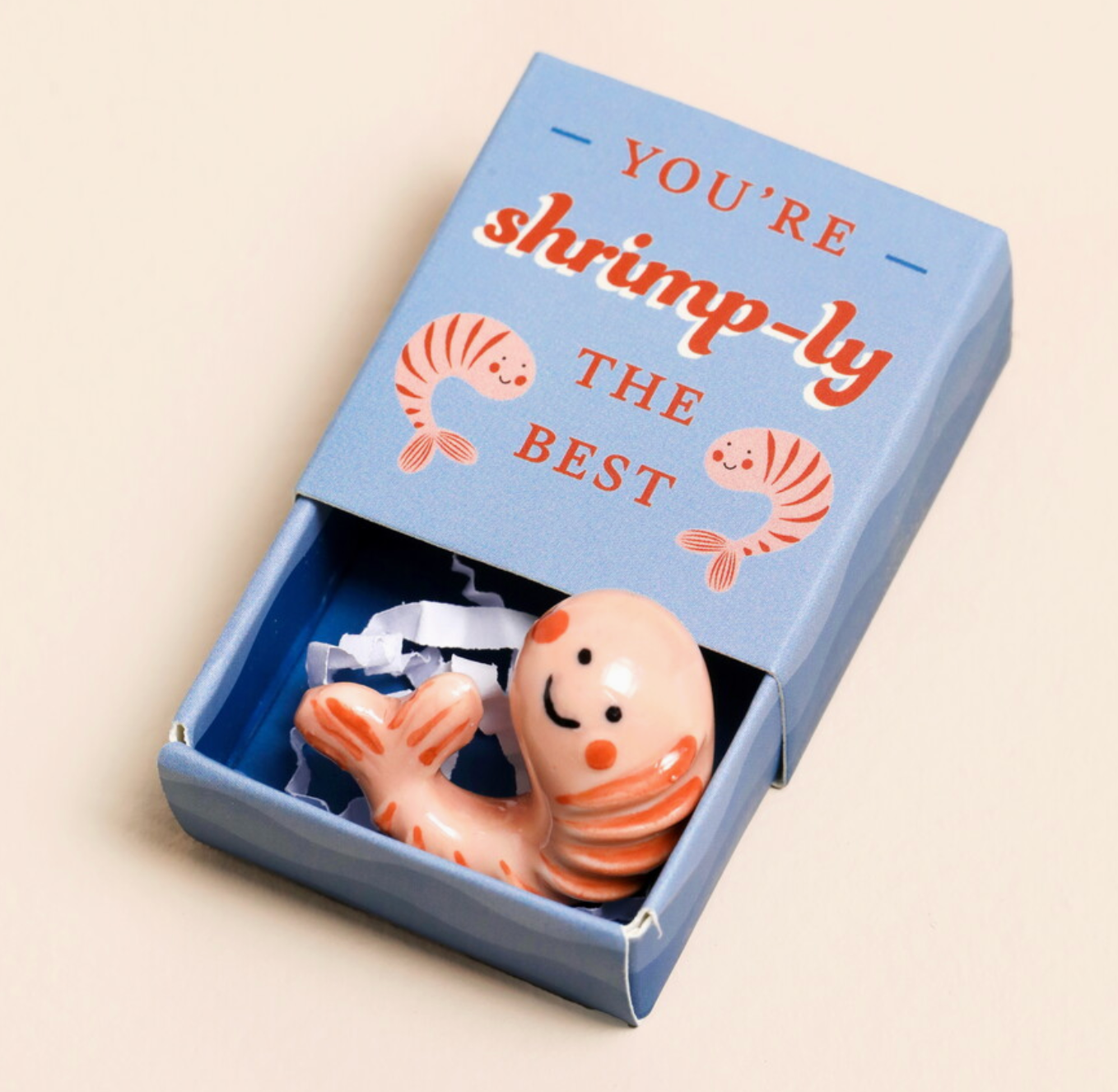 Tiny Matchbox Ceramic Token Shrimp