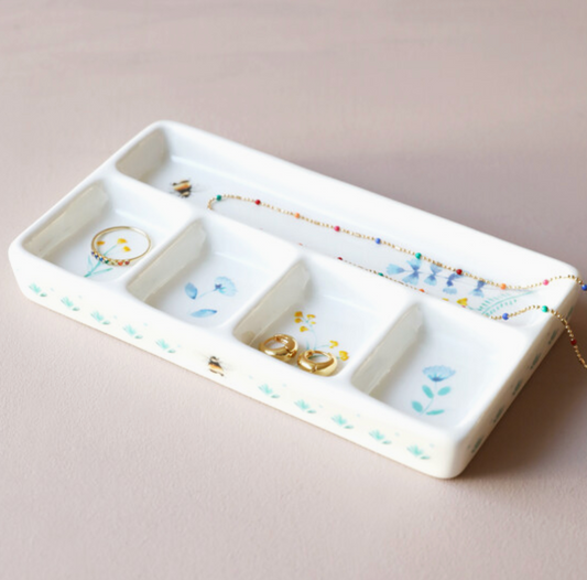 Floral Trinket Tray Cornflower Blue