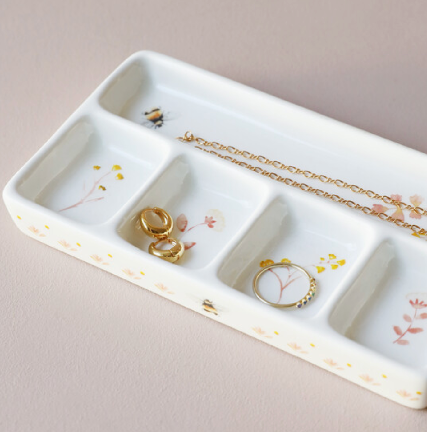 Floral Trinket Tray Cornflower Blue