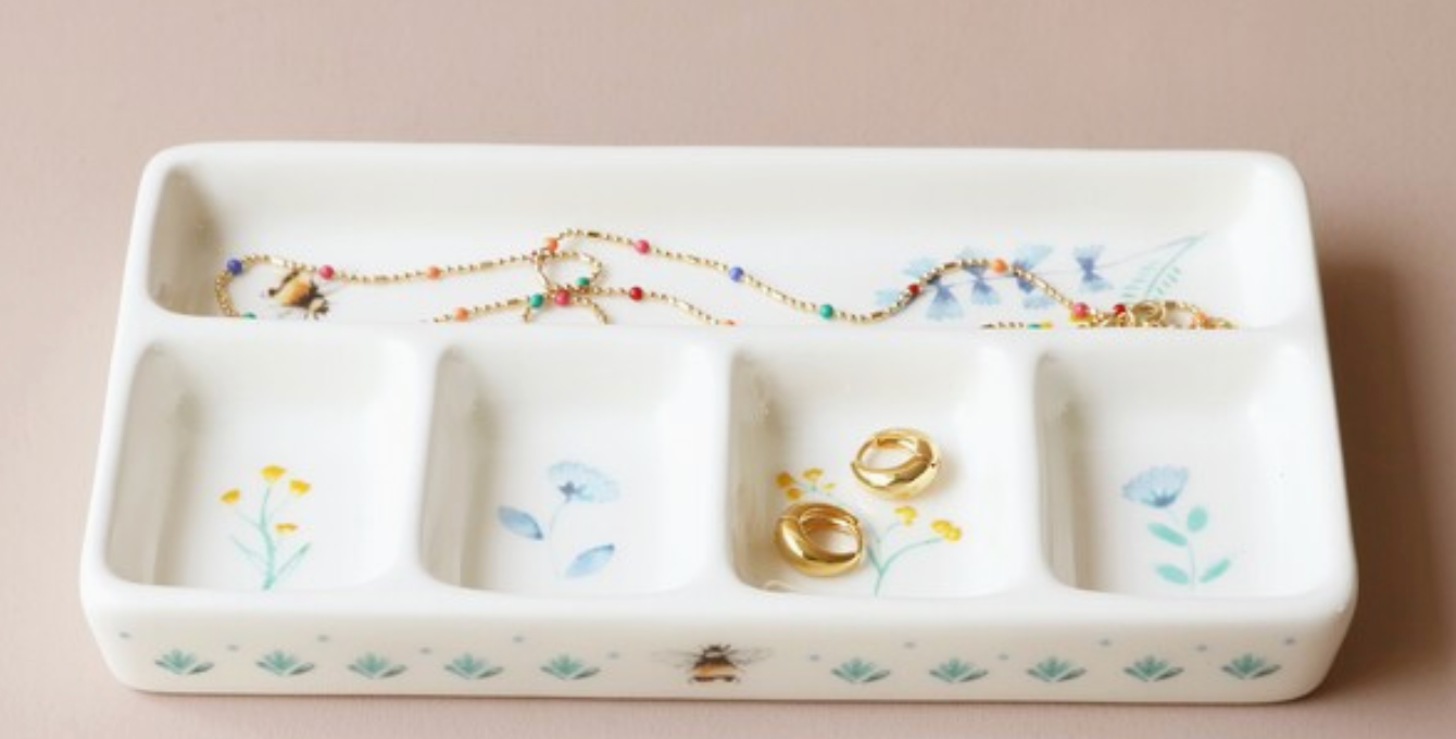 Floral Trinket Tray Cornflower Blue