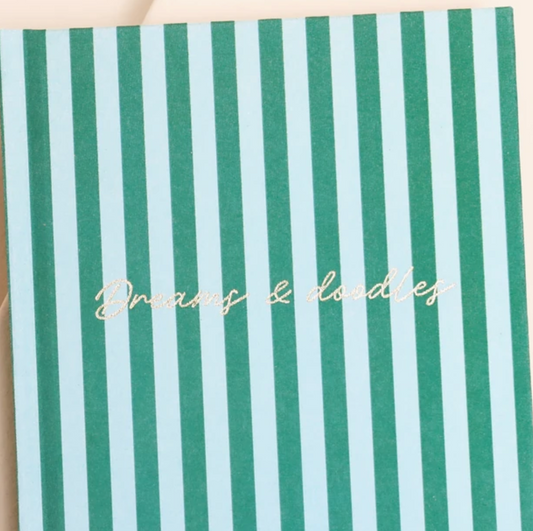 Green Stripe Dreams & Doodles Notebook