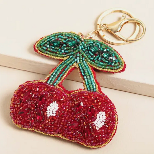 Beaded Cherry Keyring & Bag Charm