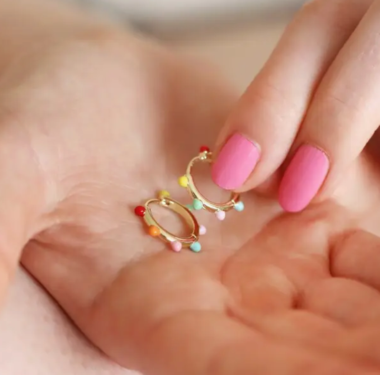 Pom Pom Huggie Hoops