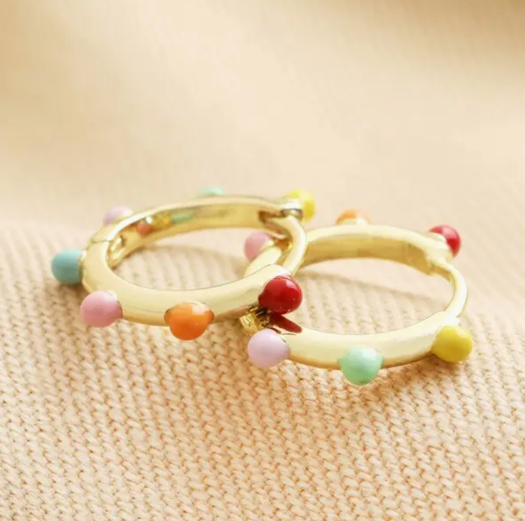 Pom Pom Huggie Hoops