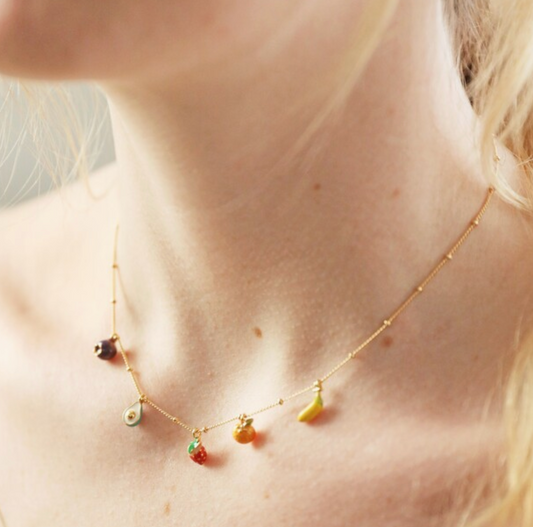 Enamel Fruit Charm Necklace