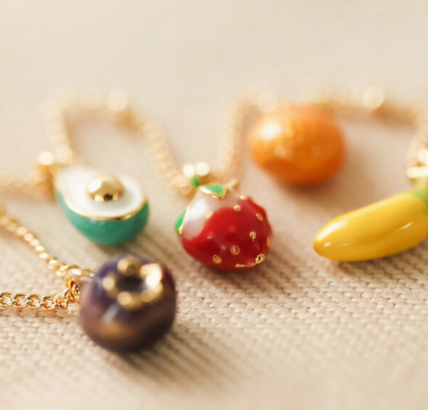 Enamel Fruit Charm Necklace