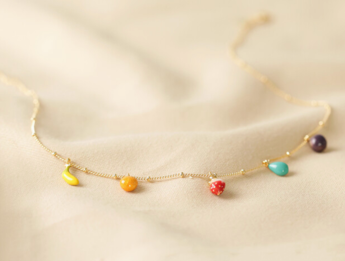 Enamel Fruit Charm Necklace