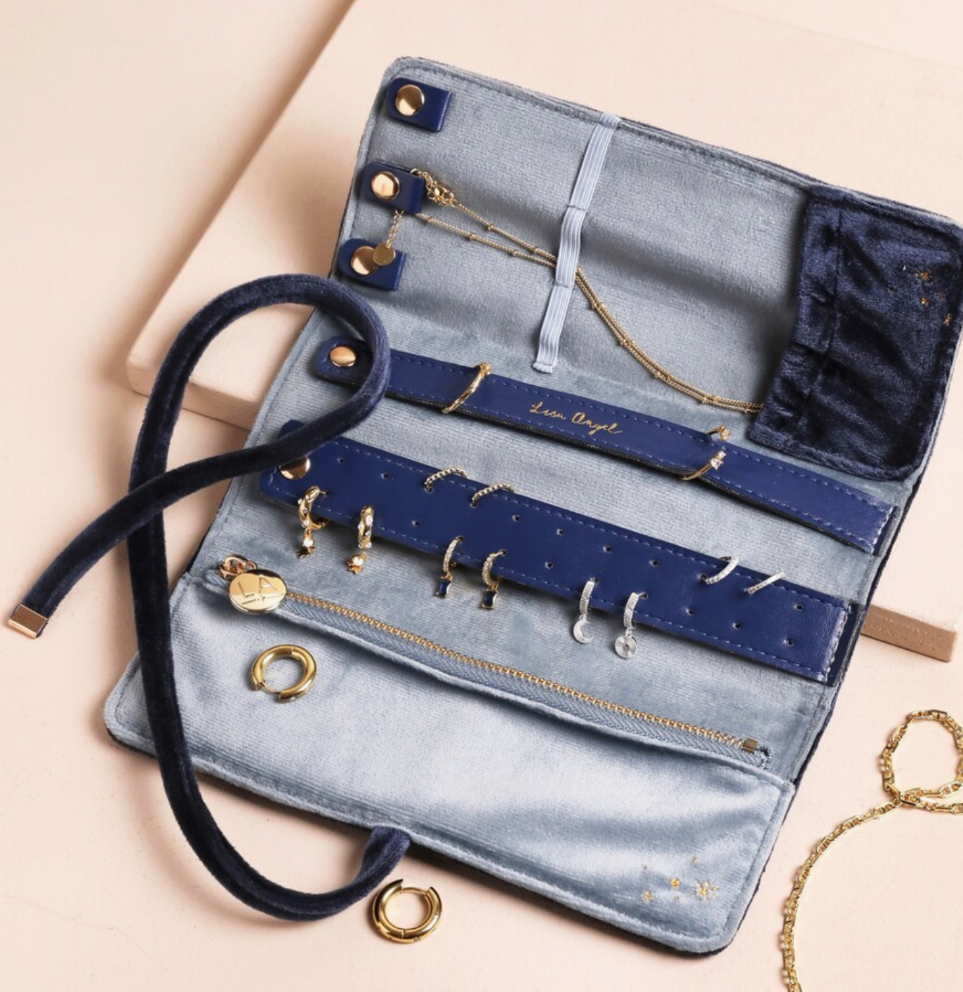 Navy Celestial Jewellery Roll