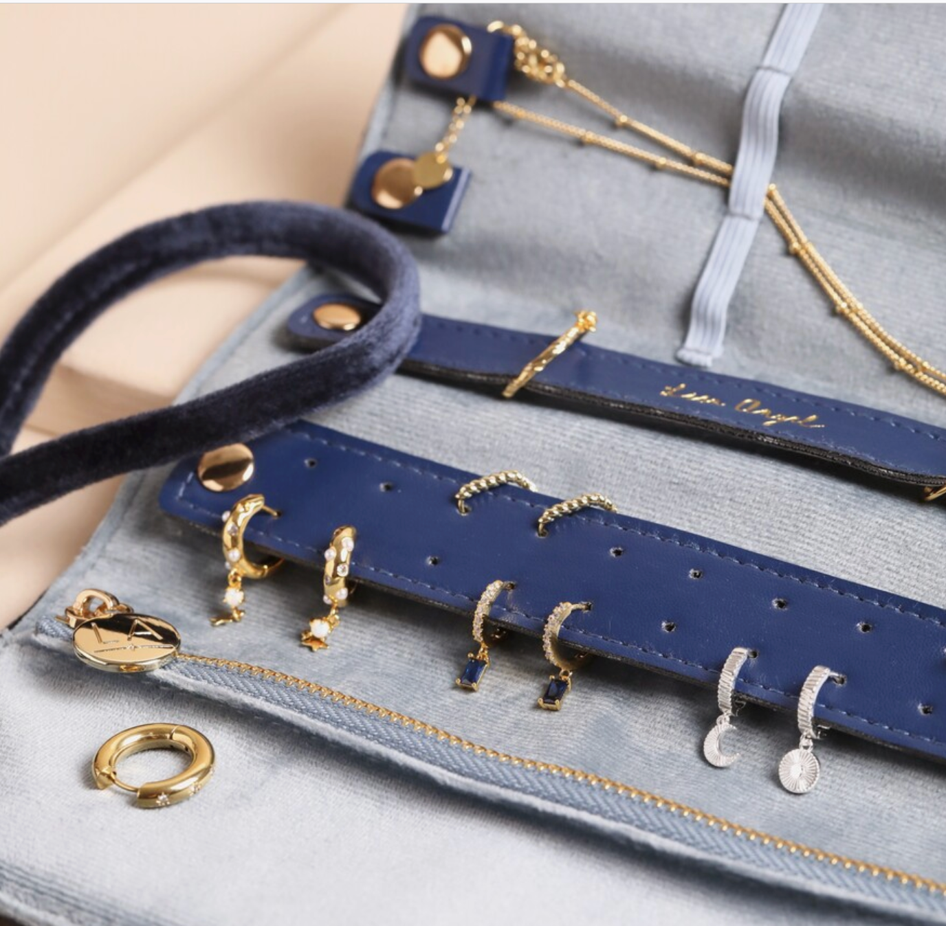 Navy Celestial Jewellery Roll