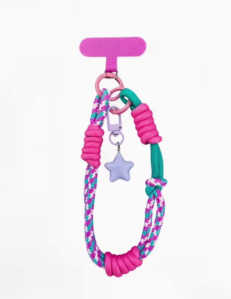 Two Tone Universal Phone Cord in Fuscia/Teal