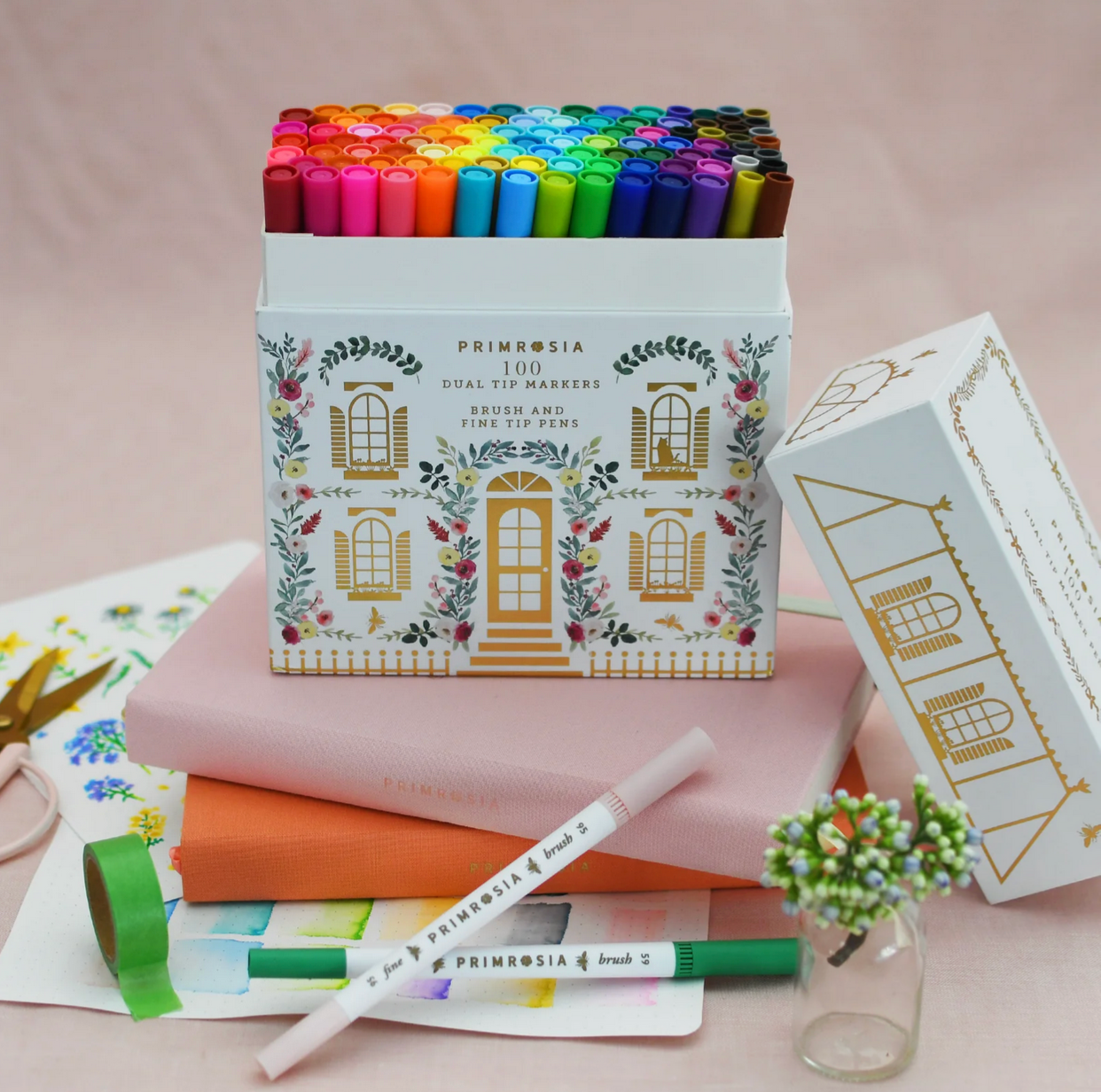 100 Dual Tip Marker Pens