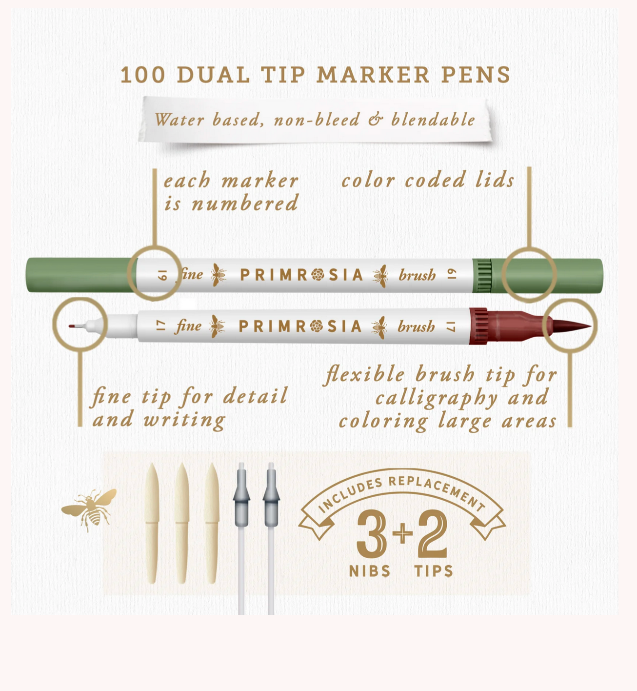 100 Dual Tip Marker Pens