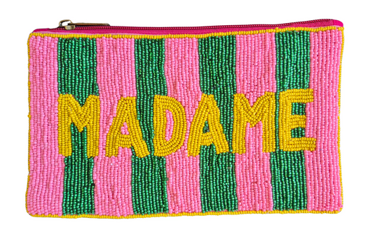 Madame Beaded Pouch - Pink / Green / Yellow