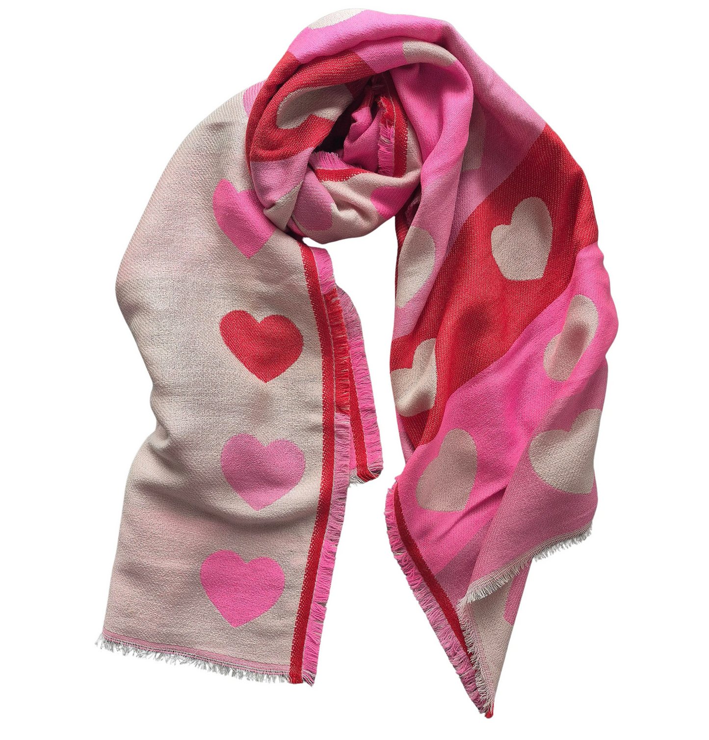 Pink & Red Heart Scarf