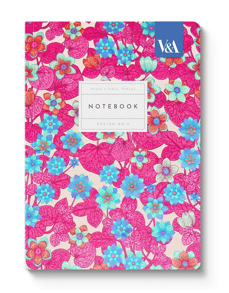 Neon Floral Pink & Blue Notebook A5