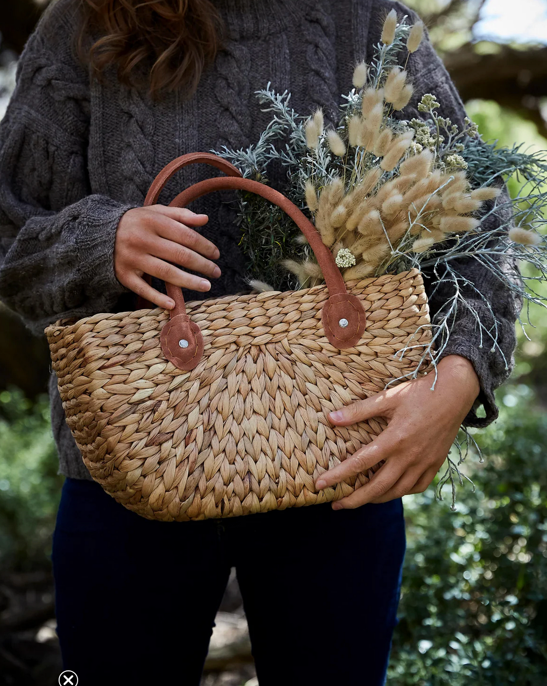 Suede Handle Harvest Basket Large