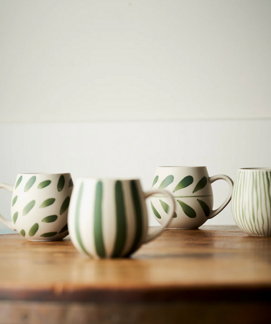 Hug Me Mugs Set of 4 in Olive Brush