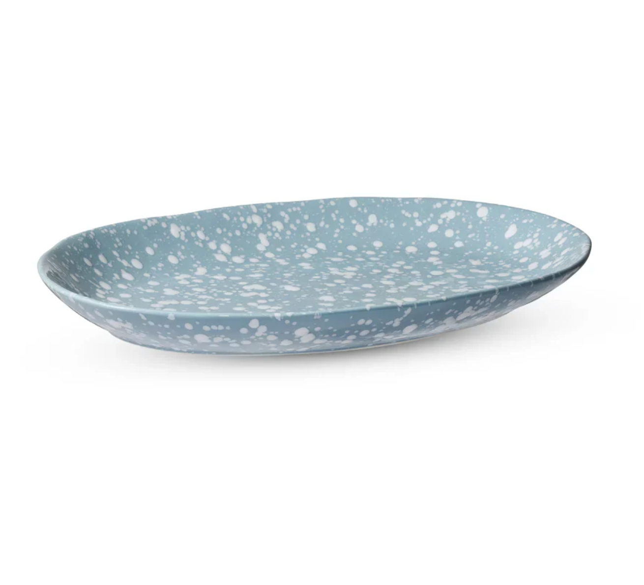 Speckle Oval Platter - Light Blue/White
