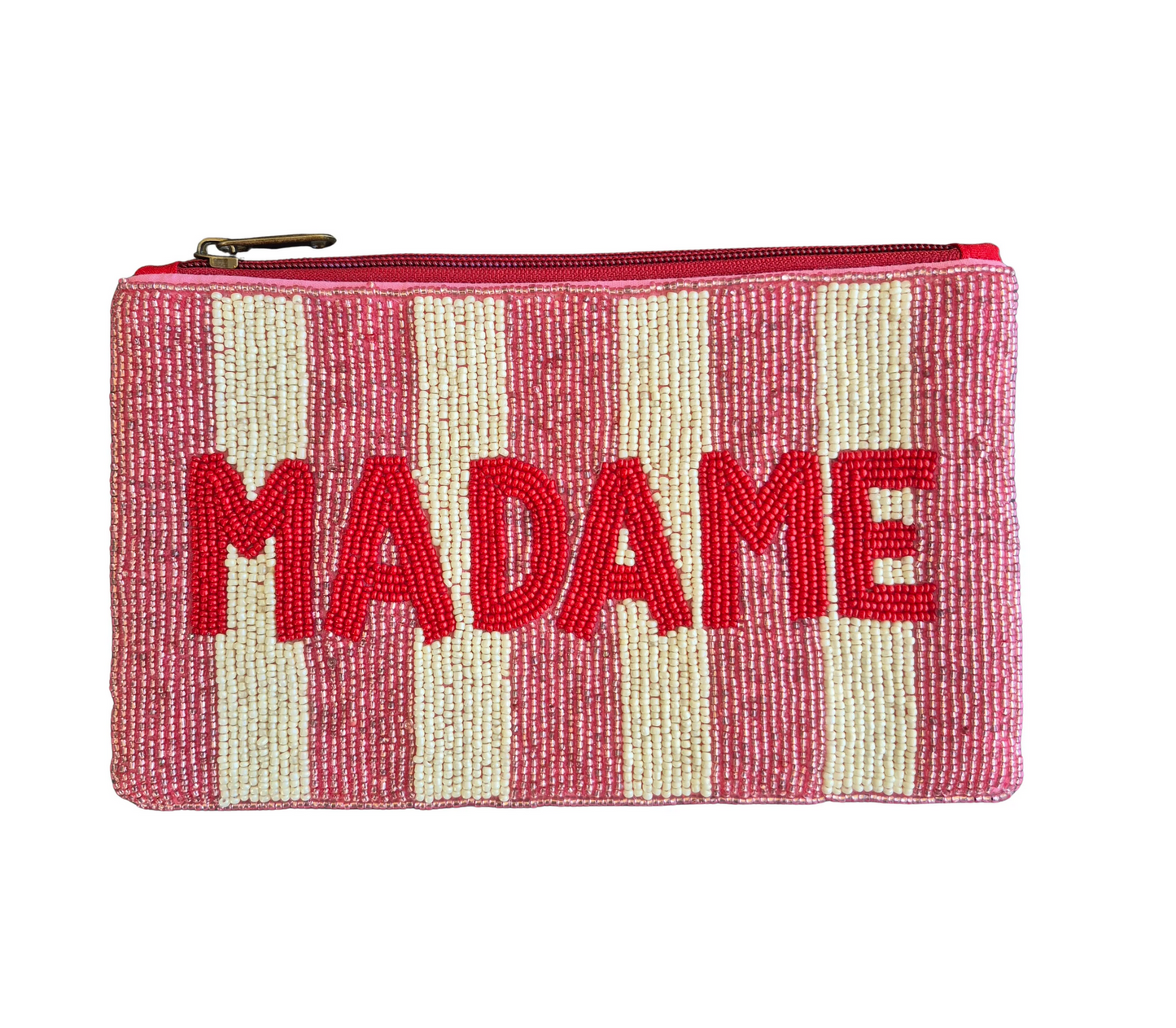 Madame Beaded Pouch - Red / Pink / White
