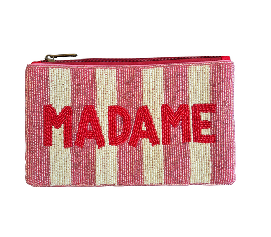 Madame Beaded Pouch - Red / Pink / White