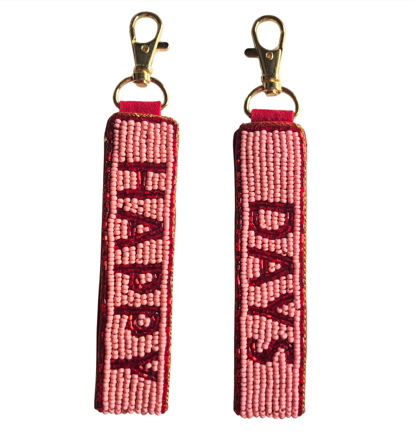 Happy Days Beaded Keychain - Pink & Red