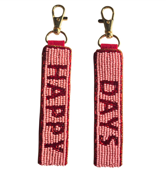 Happy Days Beaded Keychain - Pink & Red