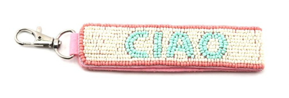 Ciao Beaded Keychain - Pink / Aqua / White