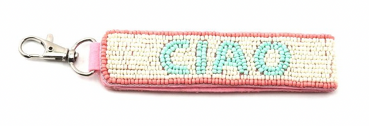 Ciao Beaded Keychain - Pink / Aqua / White