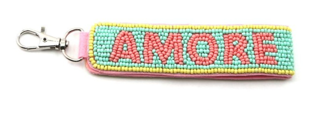 Amore Beaded Keychain - Pink / Mint / Ywllow