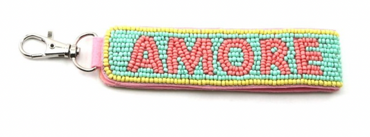 Amore Beaded Keychain - Pink / Mint / Ywllow