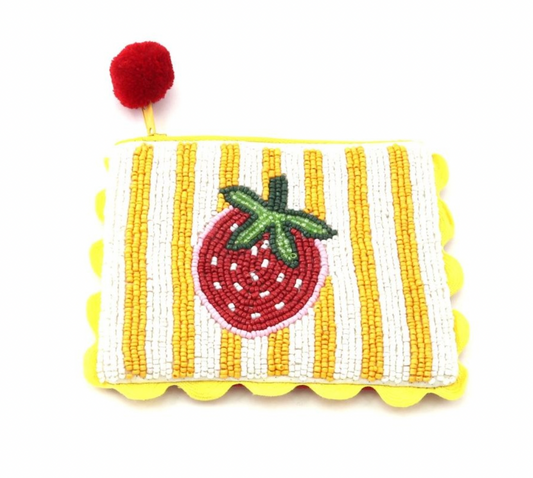 Strawberry Beaded Coin Purse