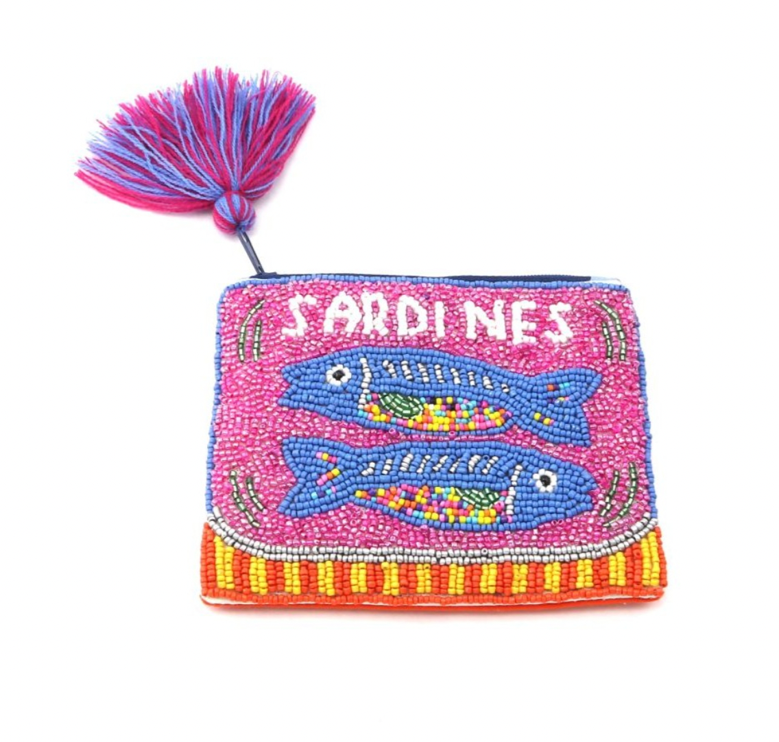Pink Sardine Beaded Coin Purse